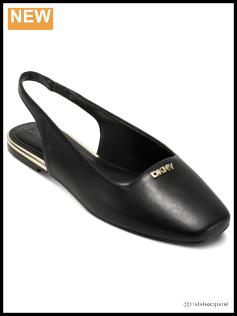 Slingback Ballet Flat Leather Rubber Sole Lightweight Pull-On